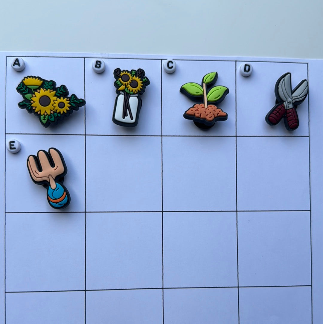 Sunflower and Gardening Shoe Charms