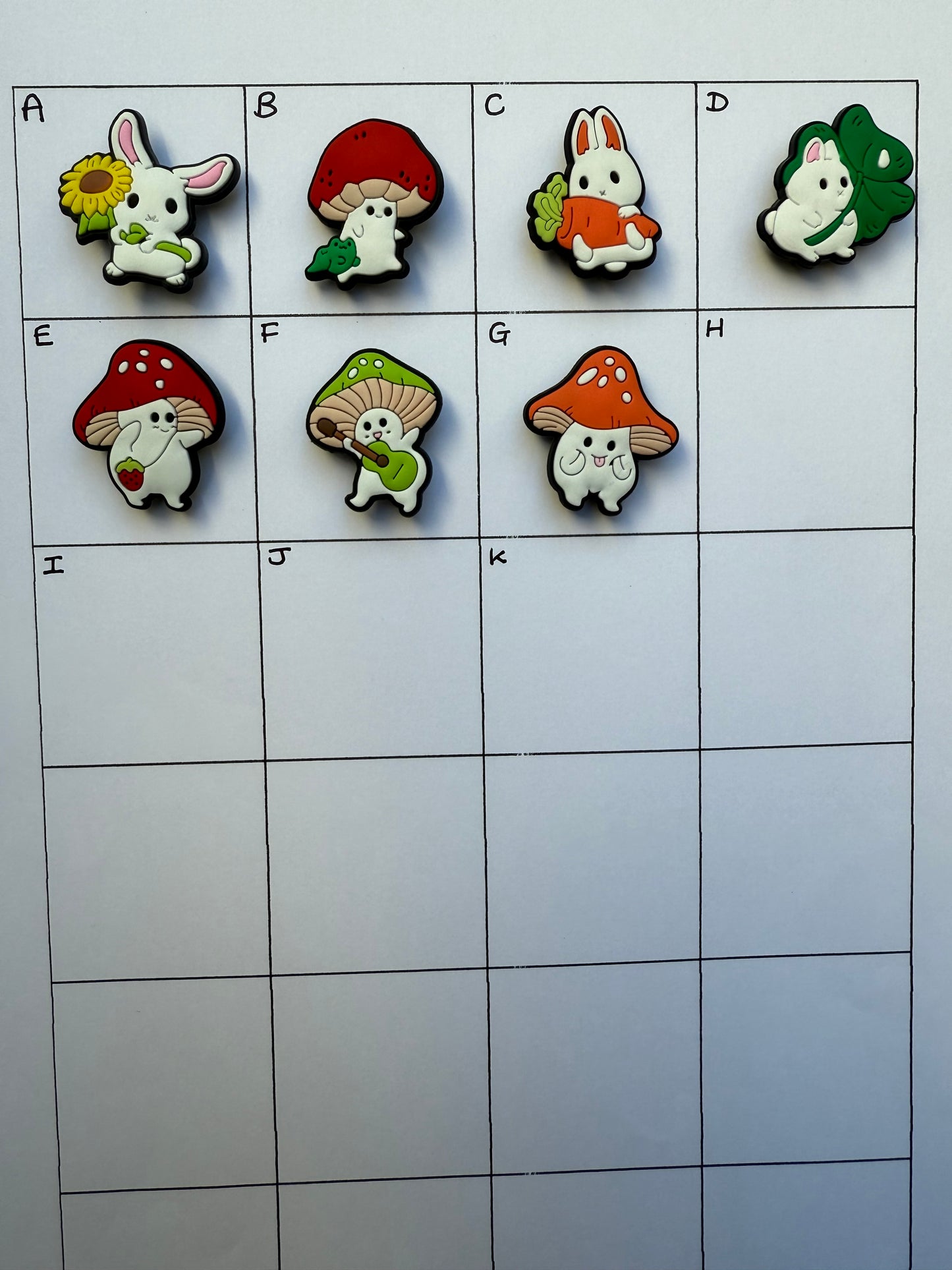 Bunny Mushroom Shoe Charms