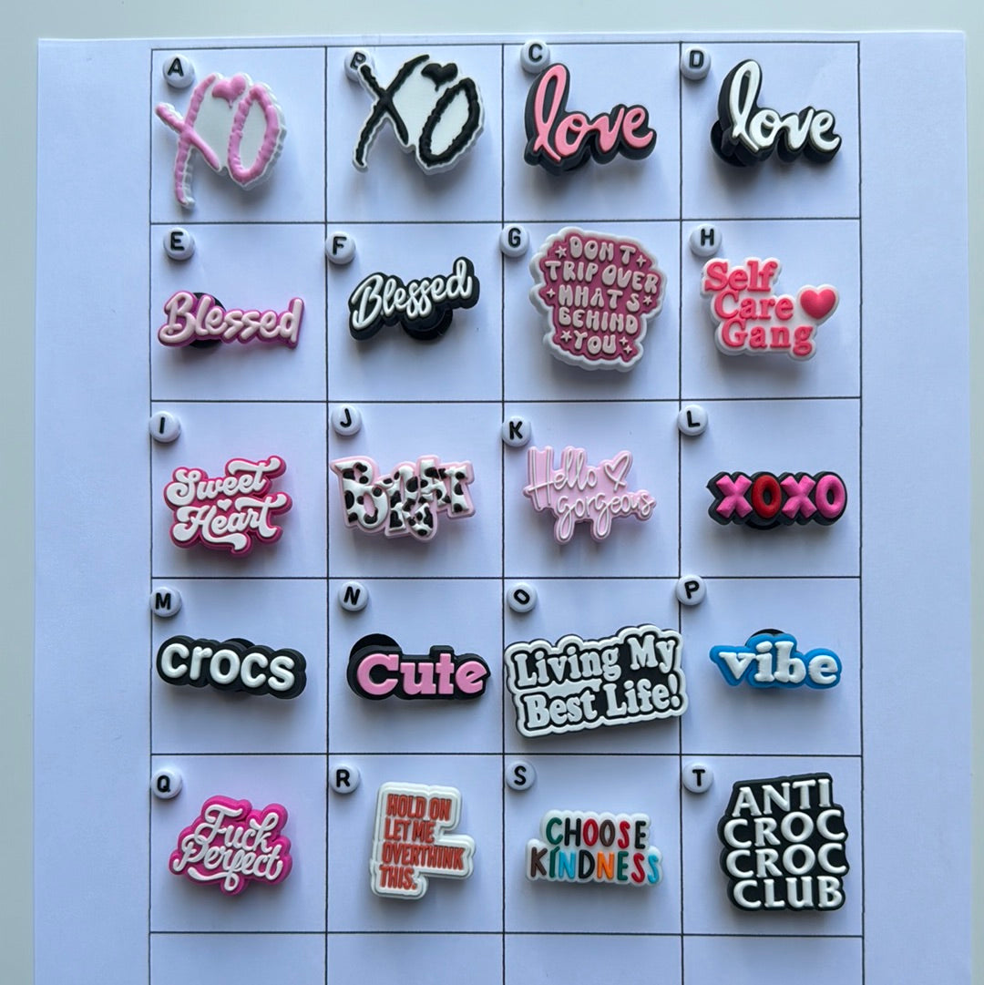 Words and Slogan Shoe Charms