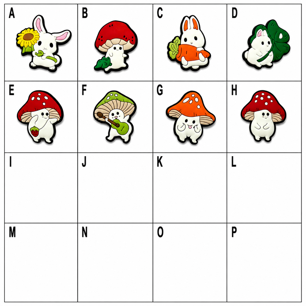 Bunny Mushroom Shoe Charms