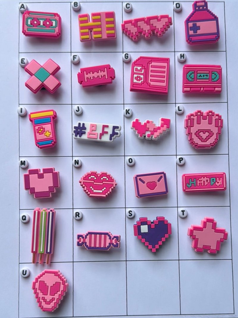 Pink Pixel Shoe Charms