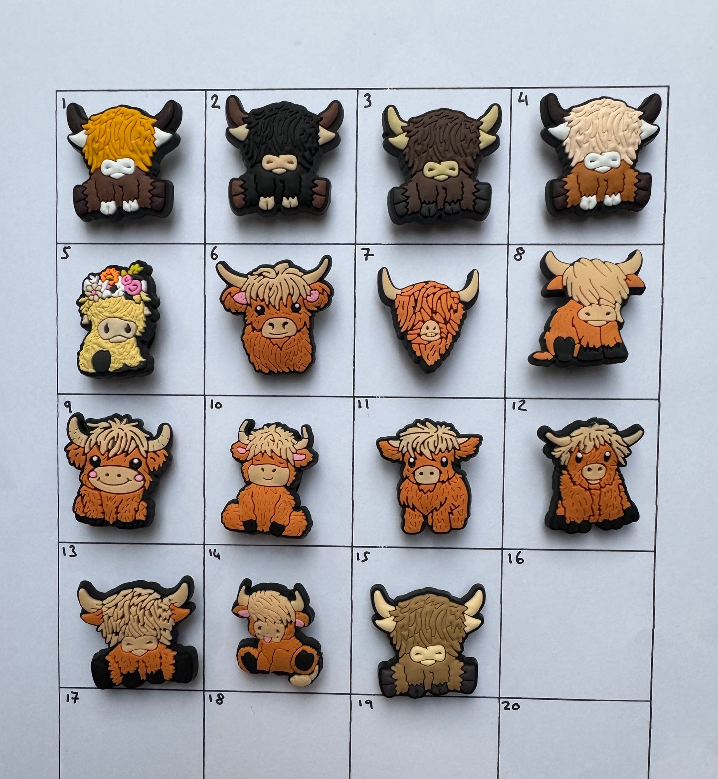 Highland Cow Shoe Charms