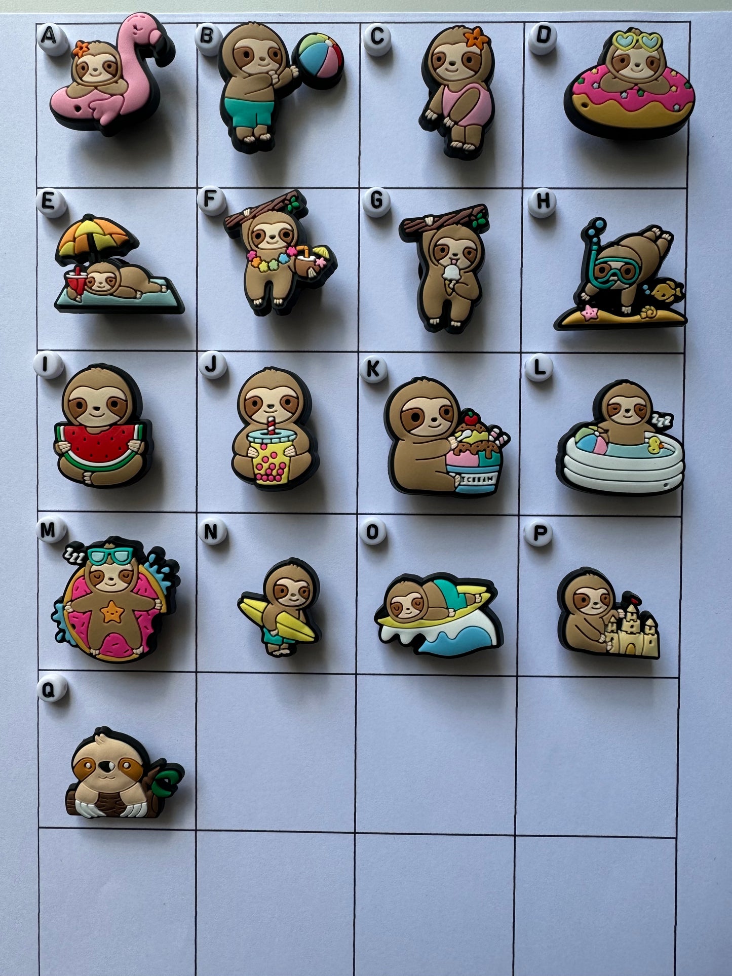 Sloth Shoe Charms