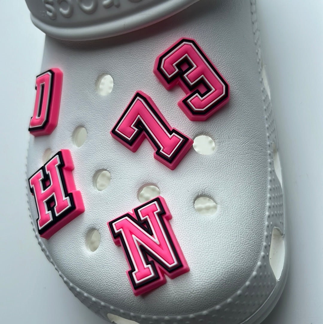 Pink Letters & Numbers Shoe Charms