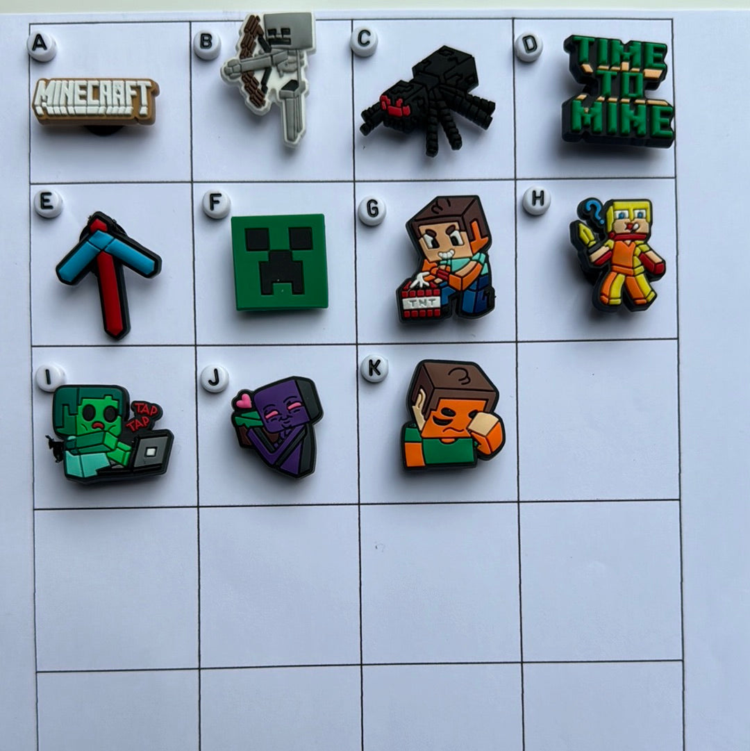 Mine Block Game Shoe Charms