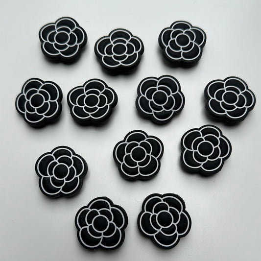 Black Flower Shoe Charm