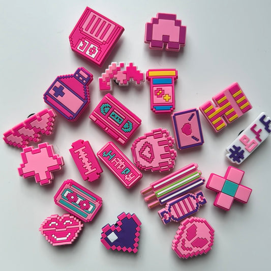 Pink Pixel Shoe Charms