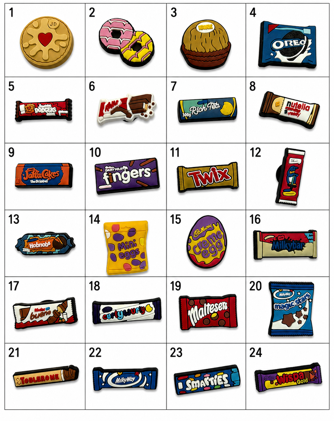 Sweets, Candy, Chocolate, British Snack Shoe Charms Part 3