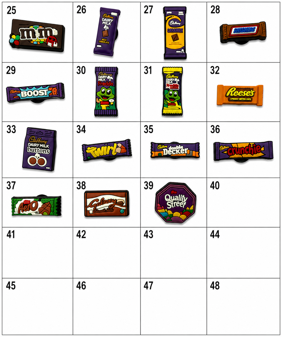 Sweets, Candy, Chocolate, British Snack Shoe Charms Part 3