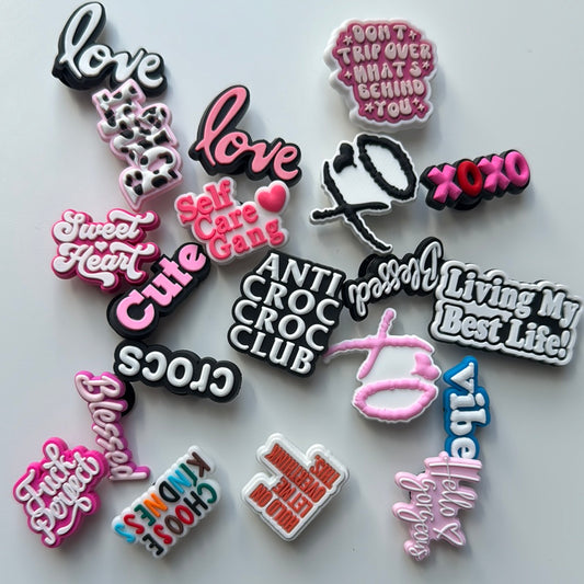 Words and Slogan Shoe Charms