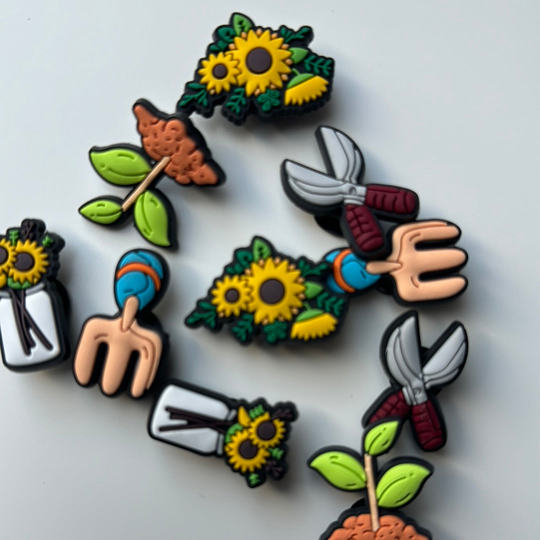 Sunflower and Gardening Shoe Charms