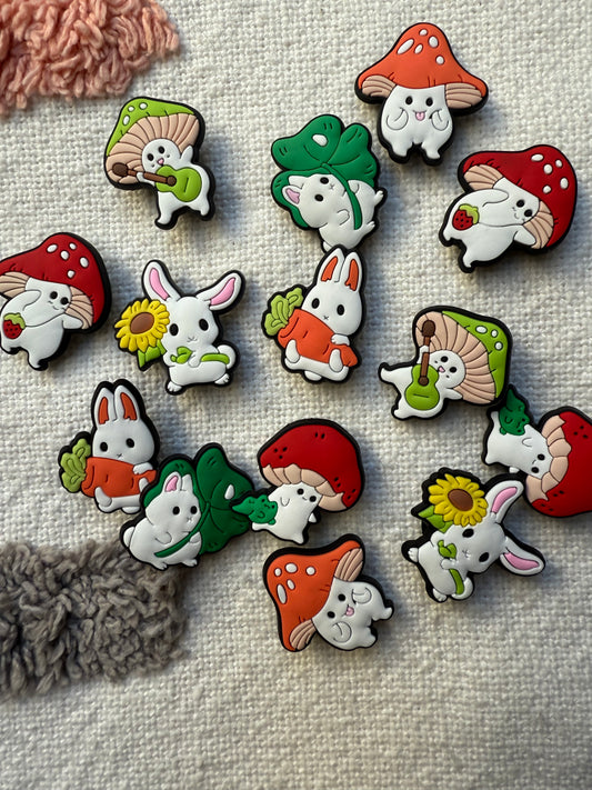 Bunny Mushroom Shoe Charms