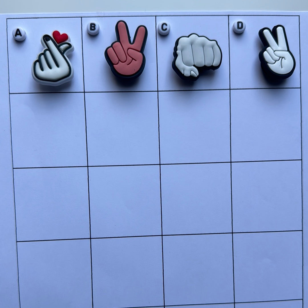 Hand Sign and Peace Sign Shoe Charms