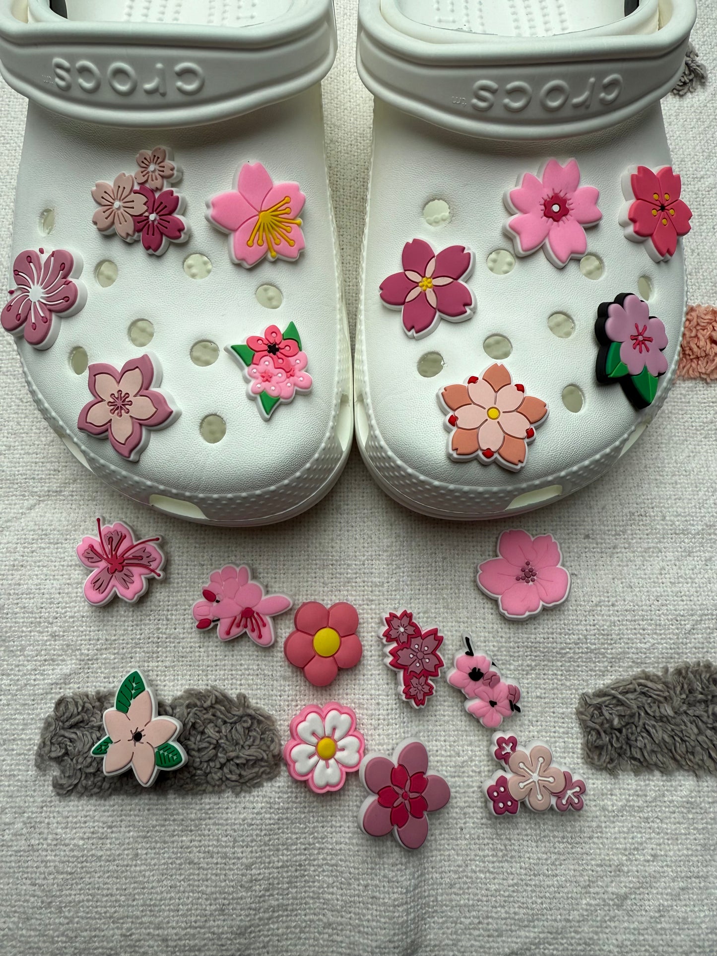 Cute Pink Flower Shoe Charms