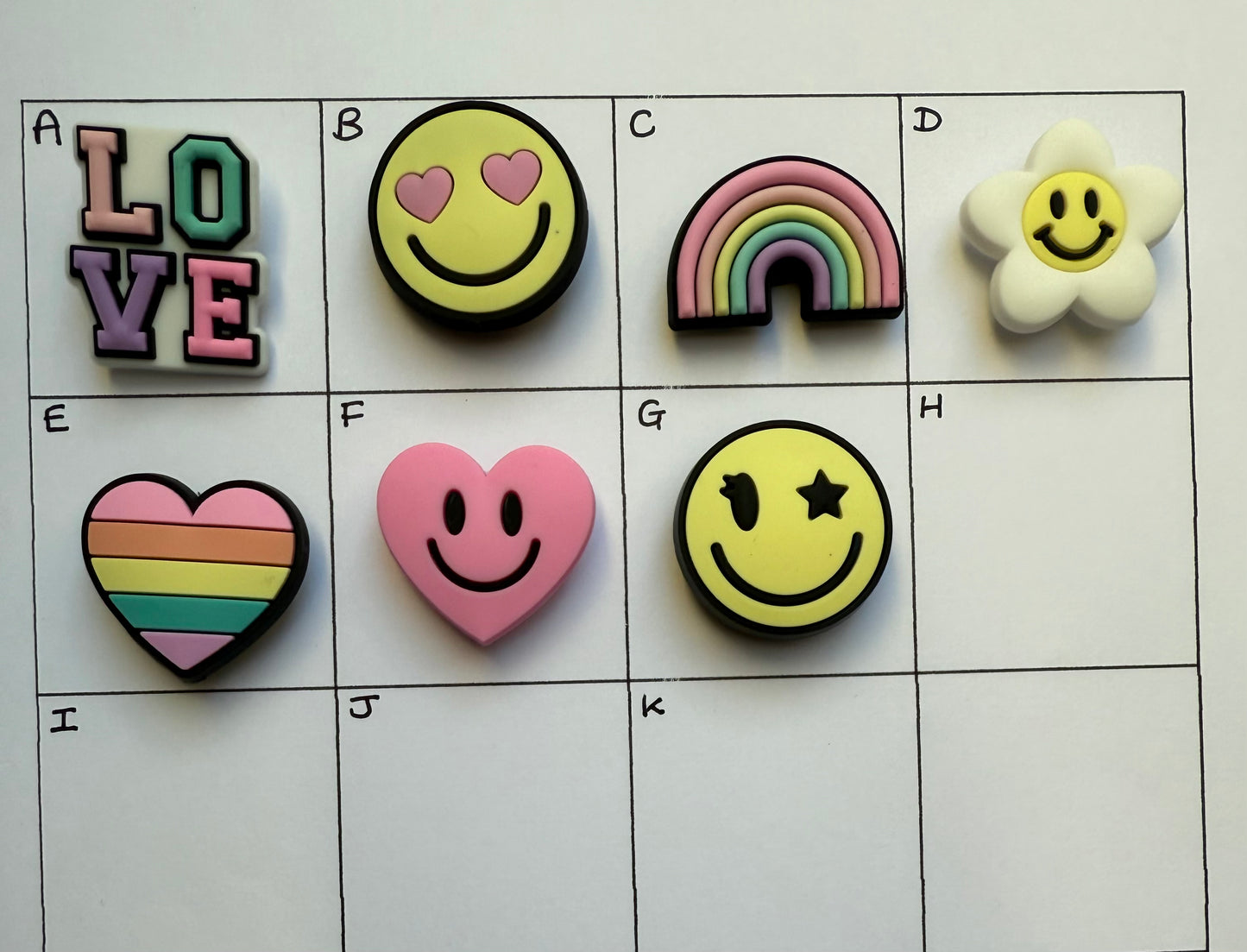 Cutesy Love Rainbow Heart Shoe Charms