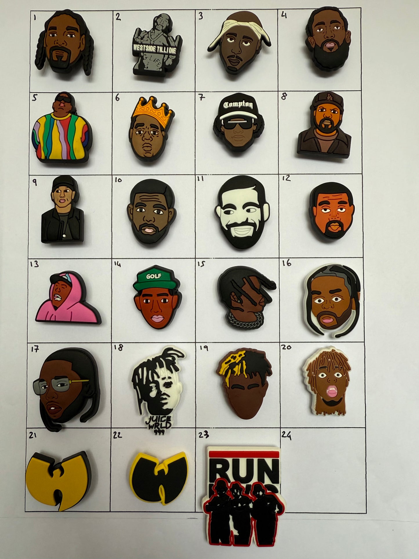 Tupac, Biggie, Drake and Other Rapper Shoe Charms