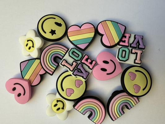Cutesy Love Rainbow Heart Shoe Charms