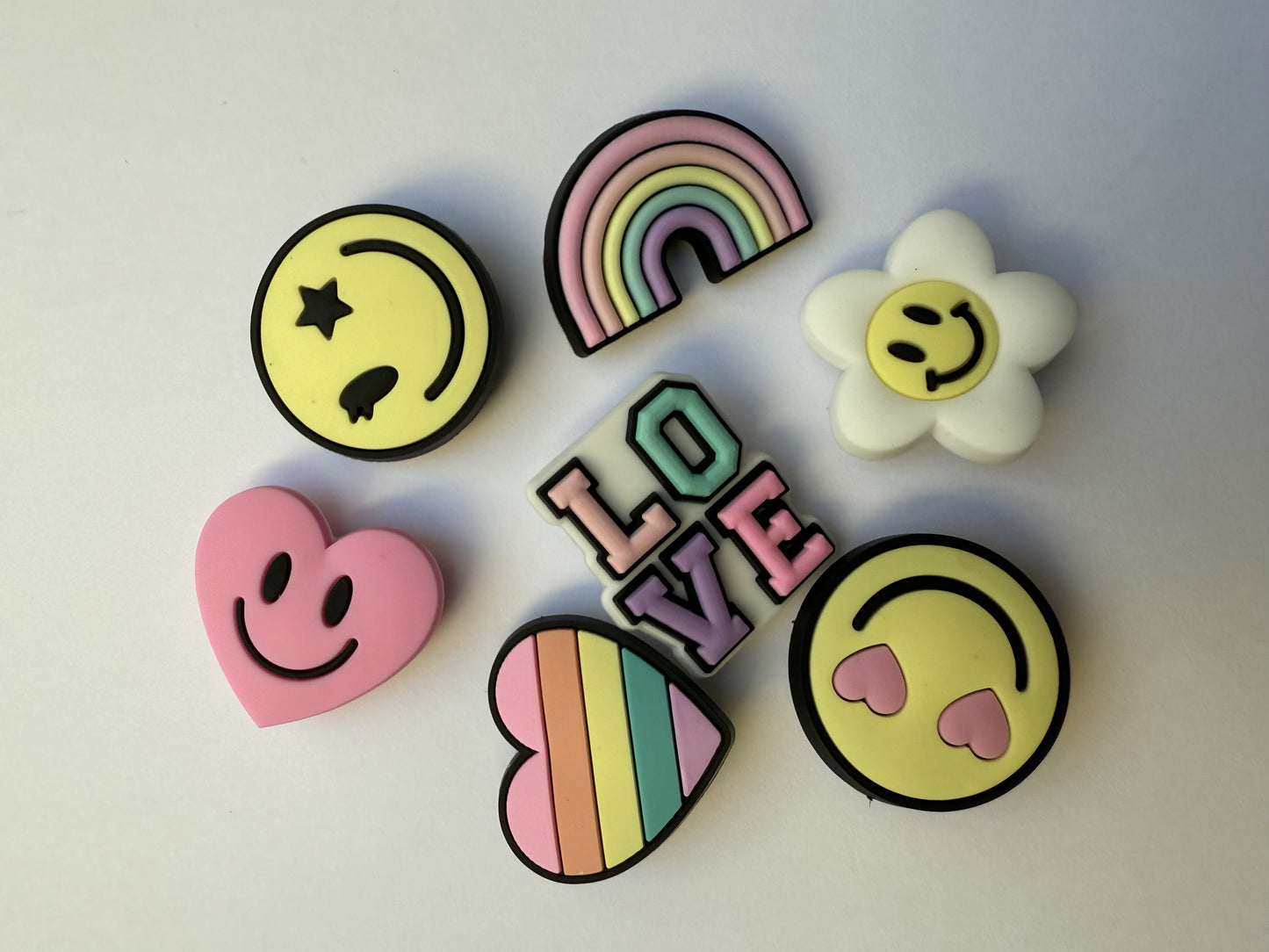 Cutesy Love Rainbow Heart Shoe Charms