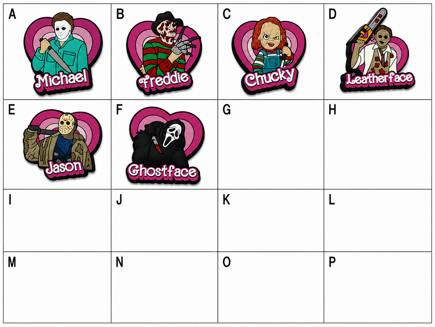 Horror Movie Heart Shoe Charms