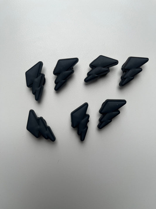 Black Lightning Bolt Shoe Charm