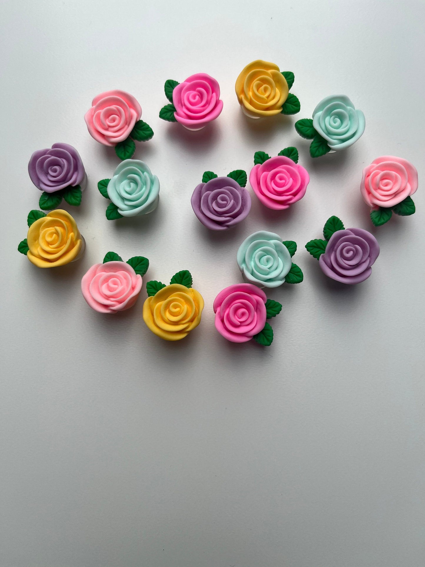 3D Roses with leaves Shoe Charms