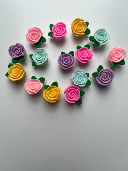 3D Roses with leaves Shoe Charms