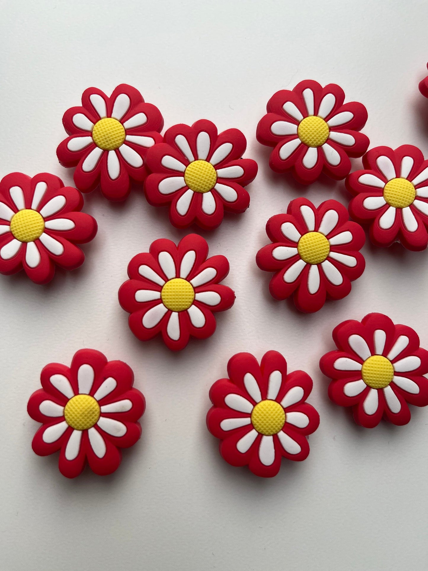 Red and White Daisy Shoe Charms