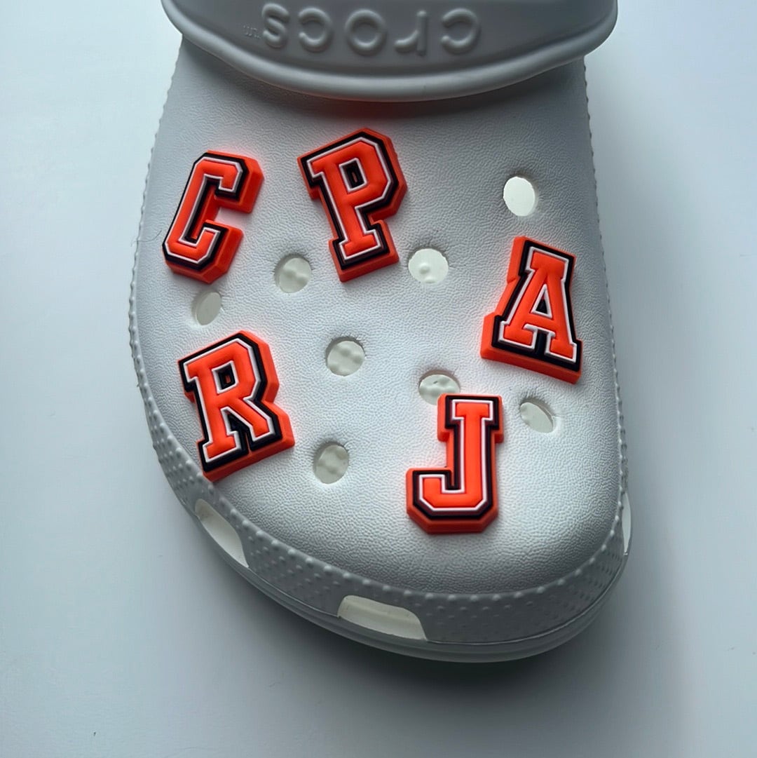 Orange Letter Shoe Charms