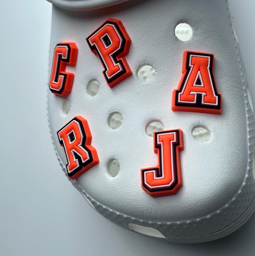 Orange Letter Shoe Charms
