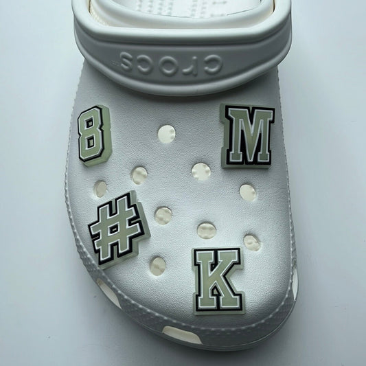 Glow in the Dark Letters and Number Shoe Charms