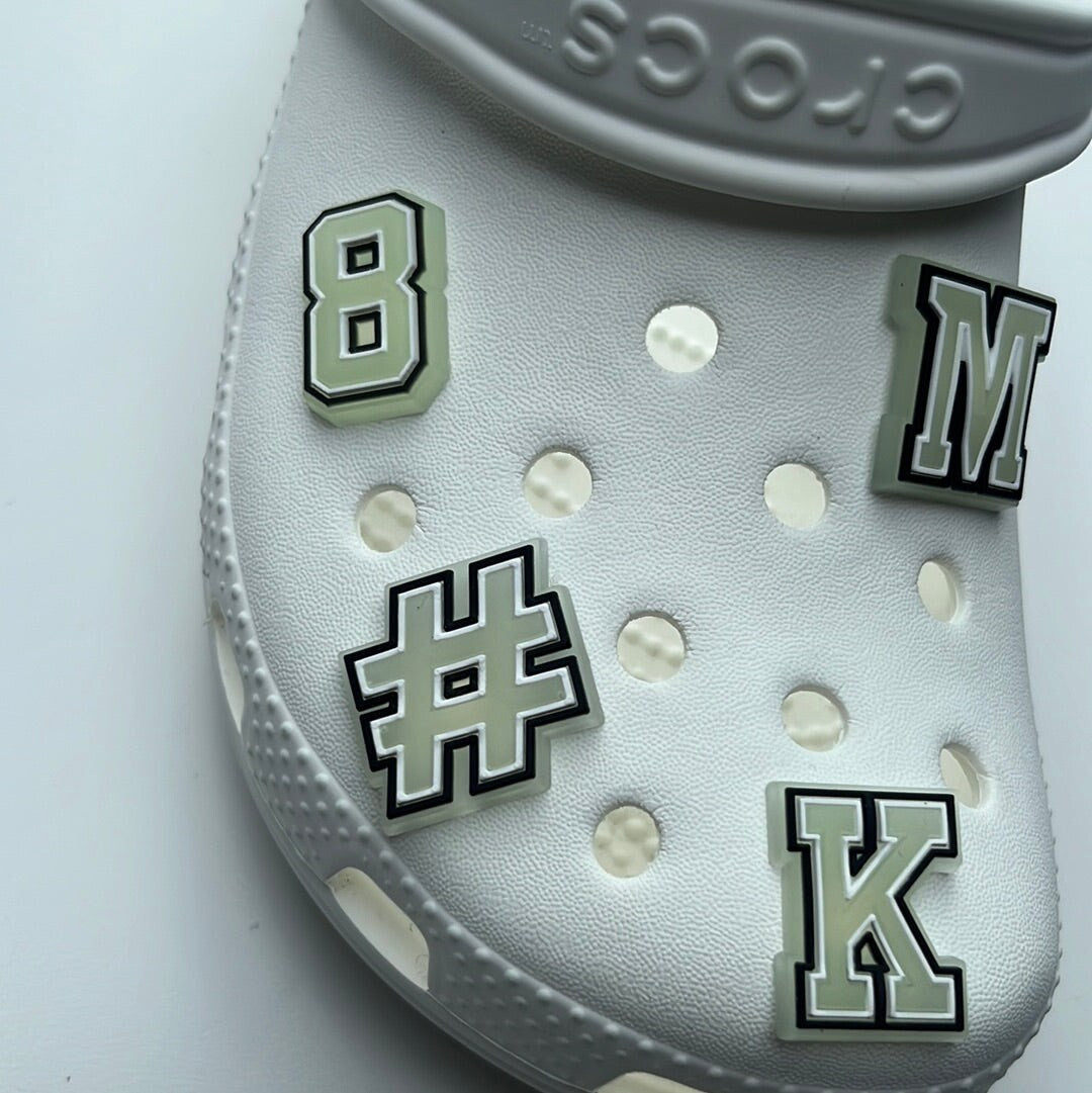 Glow in the Dark Letters and Number Shoe Charms