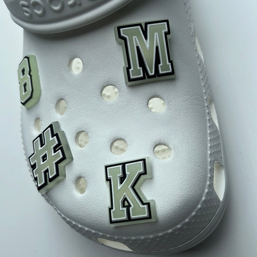 Glow in the Dark Letters and Number Shoe Charms
