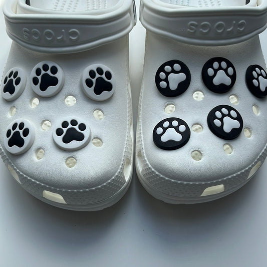 Black and White Paw Shoe Charms